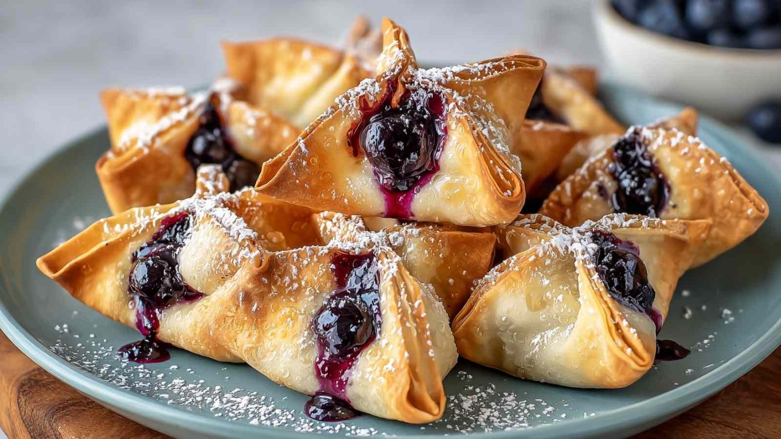 Crispy Air Fryer Blueberry Cream Cheese Wontons