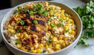 Completed Street Corn Chicken Rice Bowl